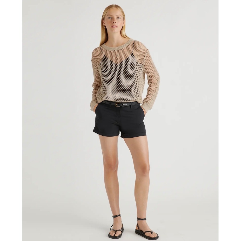 Quince Organic Stretch Cotton Chino Shorts Black Size 8 NWT